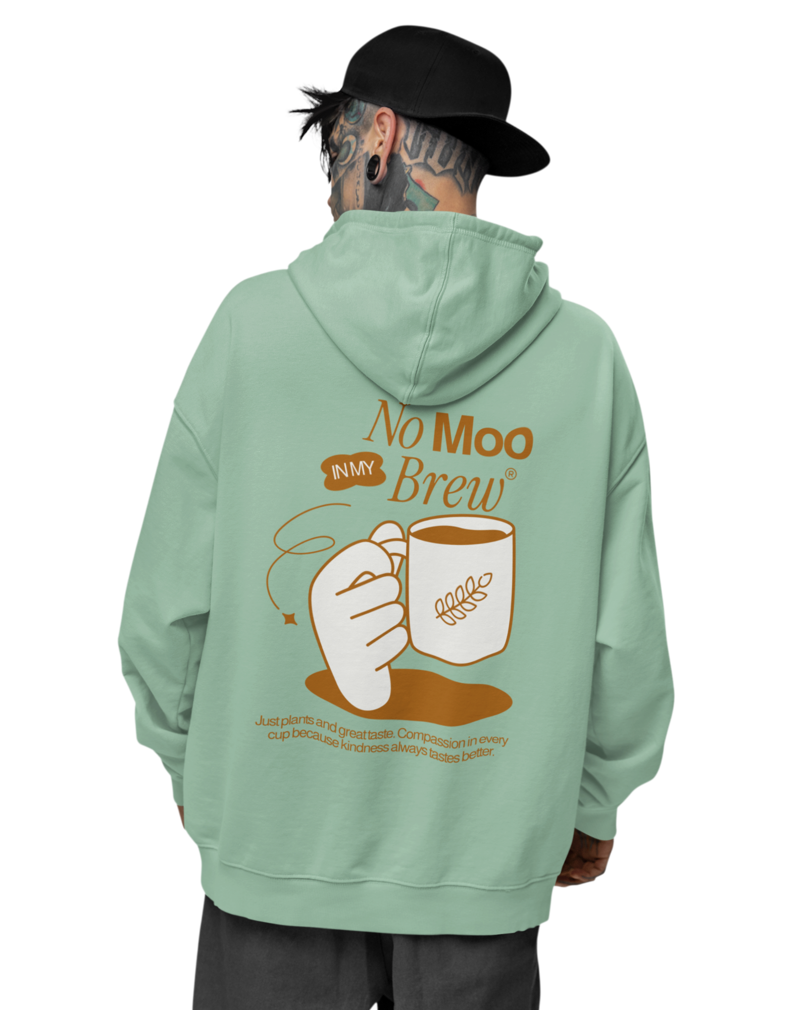 No Moo In My Brew Organic Oversized Hoodie